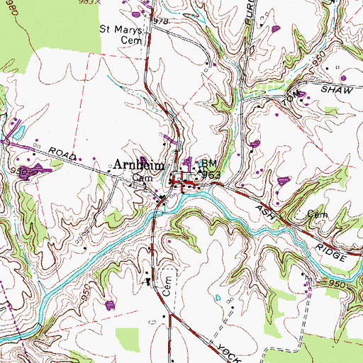 Topographic Map of Arnheim, OH