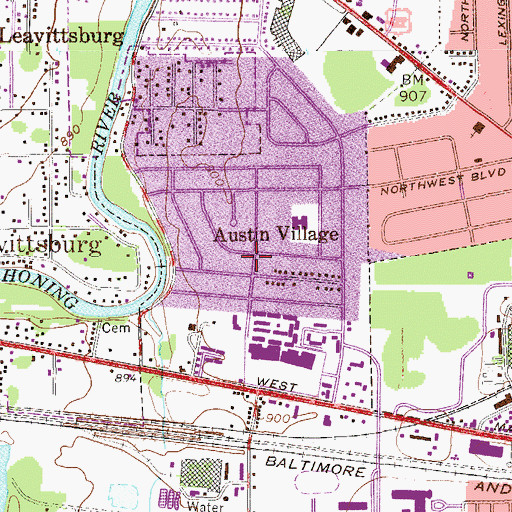 Topographic Map of Austin Village, OH