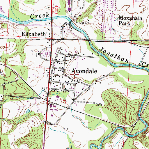 Topographic Map of Avondale, OH