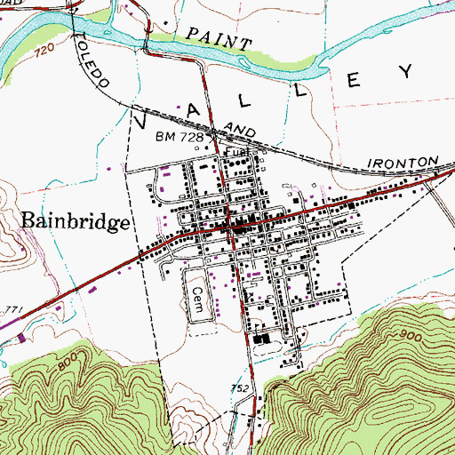 Topographic Map of Bainbridge, OH