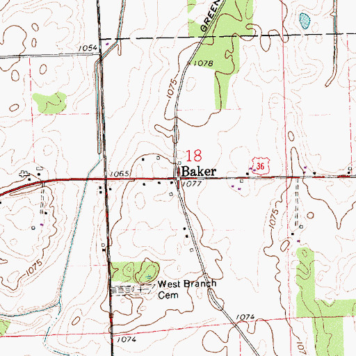 Topographic Map of Baker, OH