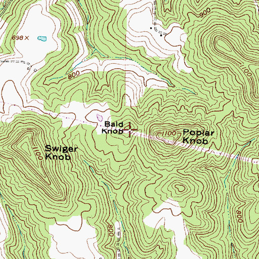 Topographic Map of Bald Knob, OH
