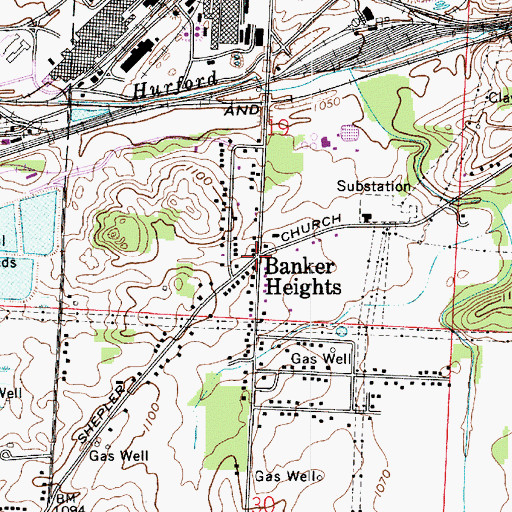 Topographic Map of Banker Heights, OH