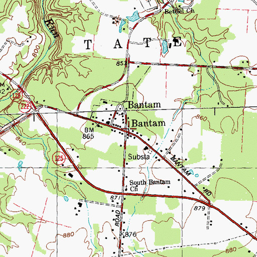 Topographic Map of Bantam, OH