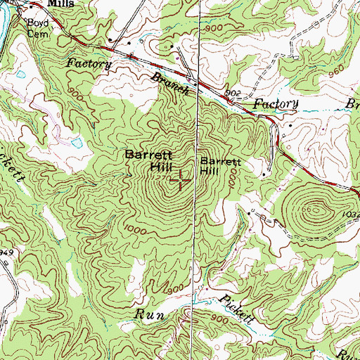 Topographic Map of Barrett Hill, OH