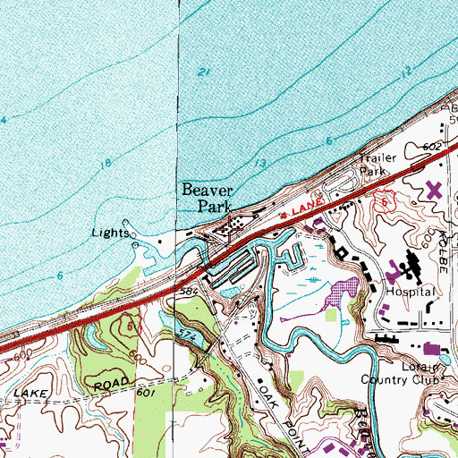 Topographic Map of Beaver Park, OH