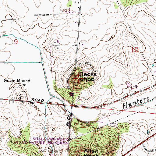 Topographic Map of Becks Knob, OH