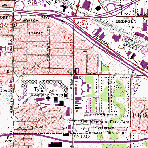 Topographic Map of Bedford Heights, OH