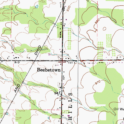 Topographic Map of Beebetown, OH