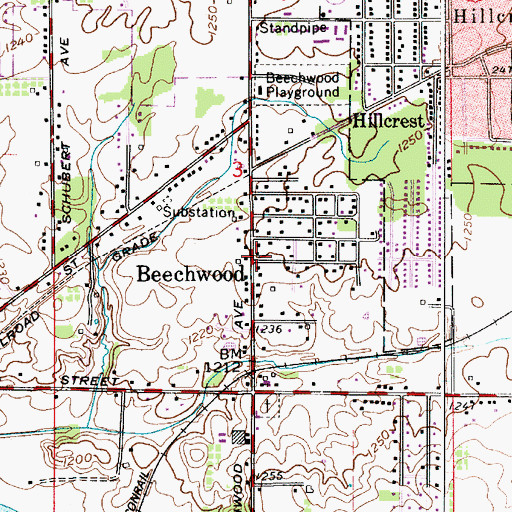 Topographic Map of Beechwood, OH