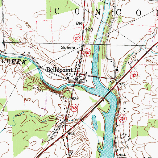 Topographic Map of Bellepoint, OH