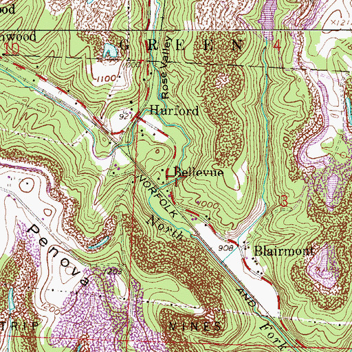 Topographic Map of Belleve, OH