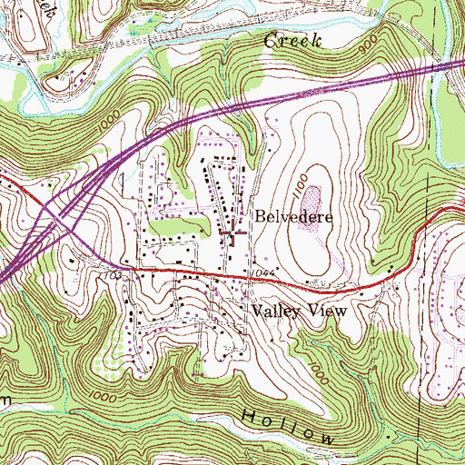 Topographic Map of Belvedere, OH