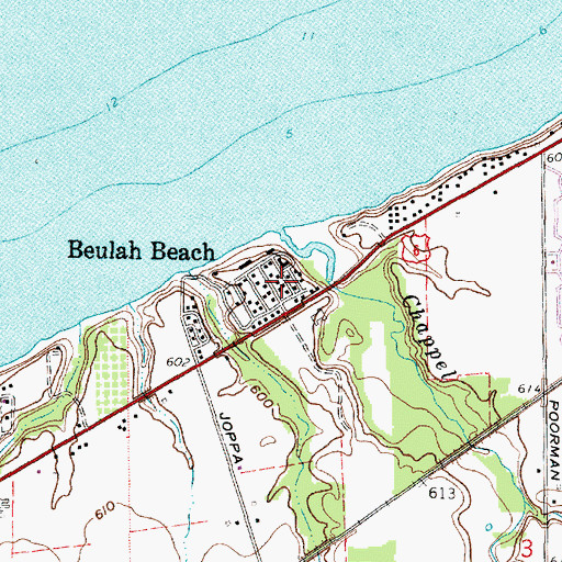 Topographic Map of Beulah Beach, OH
