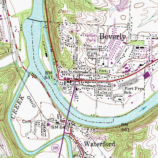 Topographic Map of Beverly, OH