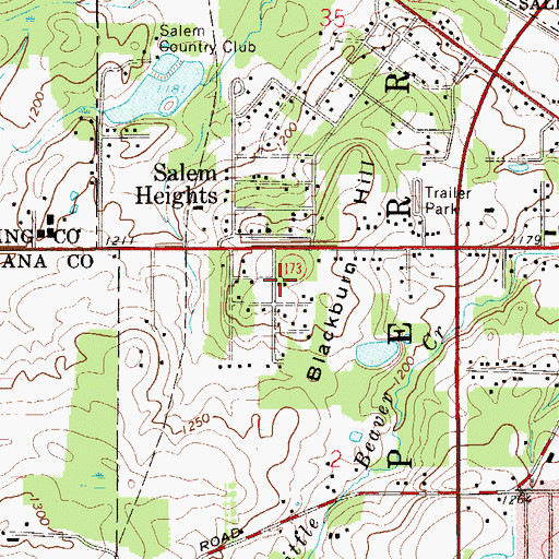 Topographic Map of Blackburn Hill, OH