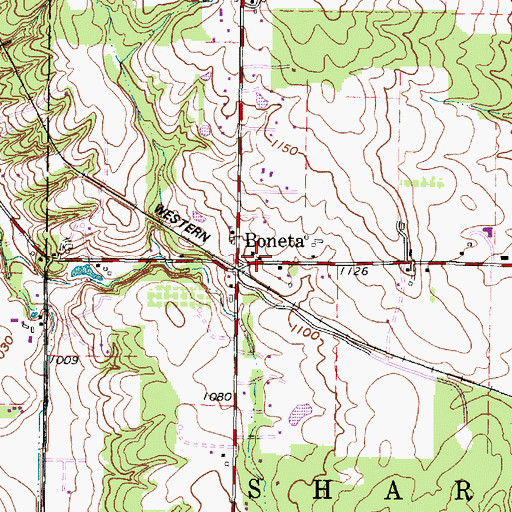 Topographic Map of Boneta, OH