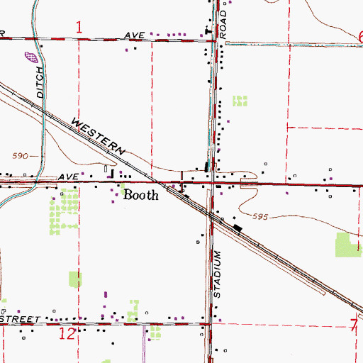 Topographic Map of Booth, OH