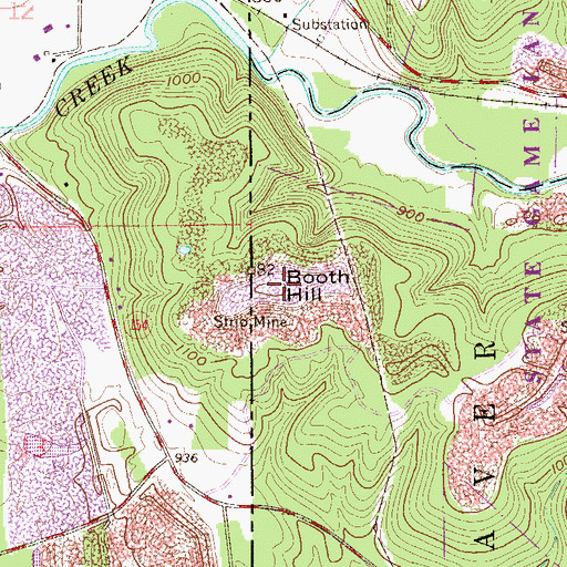 Topographic Map of Booth Hill, OH