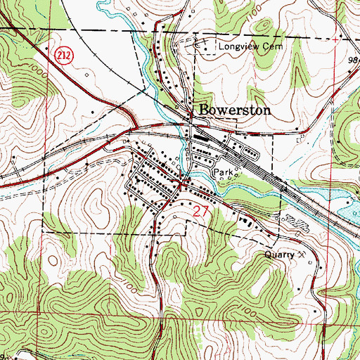 Topographic Map of Bowerston, OH