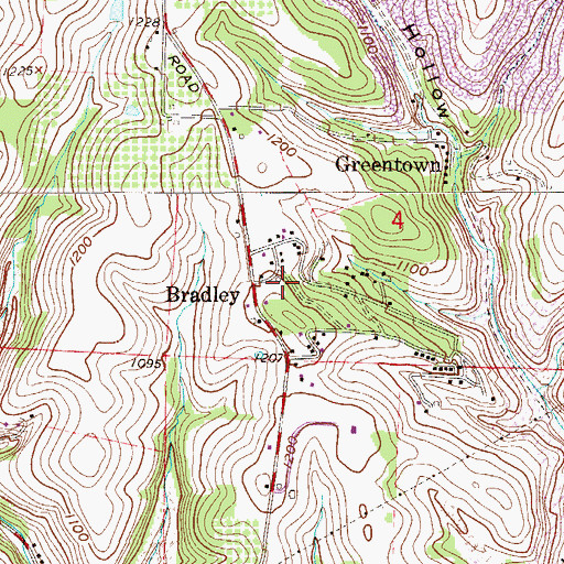 Topographic Map of Bradley, OH