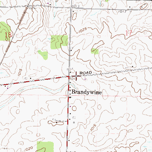 Topographic Map of Brandywine, OH