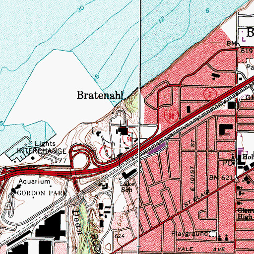 Topographic Map of Bratenahl, OH