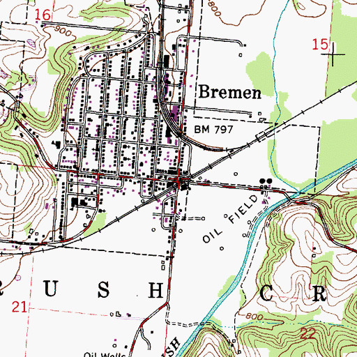 Topographic Map of Bremen, OH
