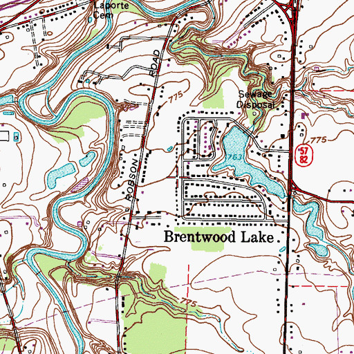 Topographic Map of Brentwood Lake, OH