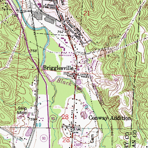 Topographic Map of Brigglesville, OH