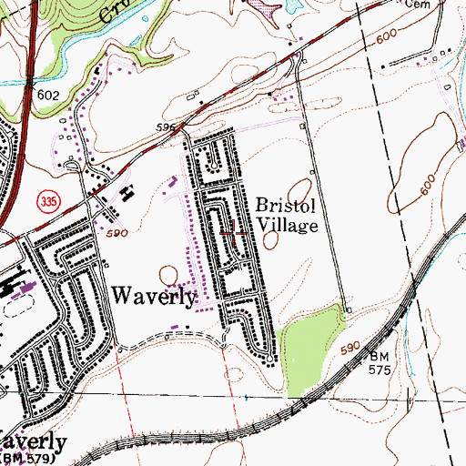Topographic Map of Bristol Village, OH