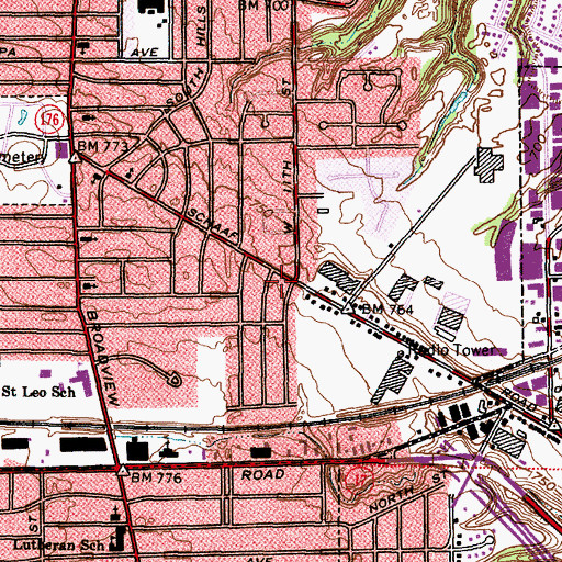 Topographic Map of Brooklyn Heights, OH