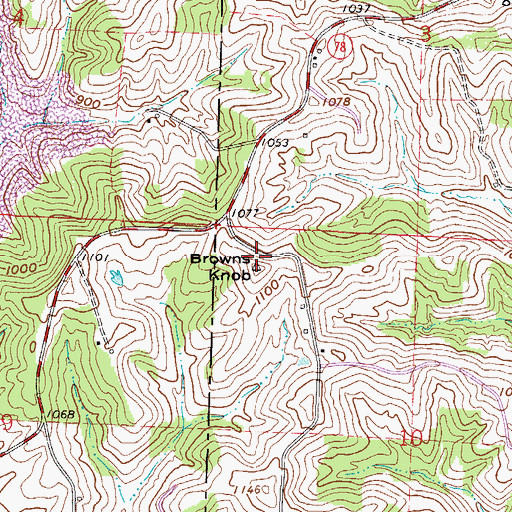 Topographic Map of Browns Knob, OH