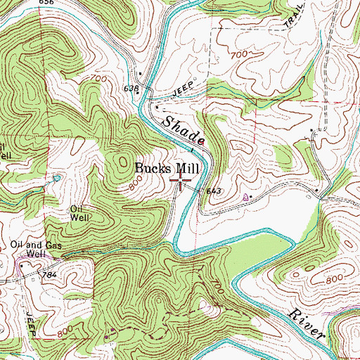 Topographic Map of Bucks Mill, OH