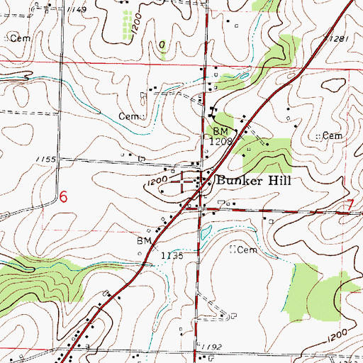 Topographic Map of Bunker Hill, OH