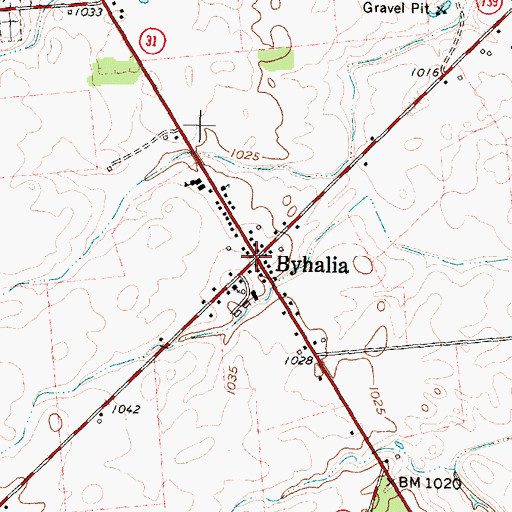 Topographic Map of Byhalia, OH