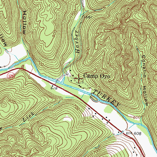 Topographic Map of Camp Oyo, OH