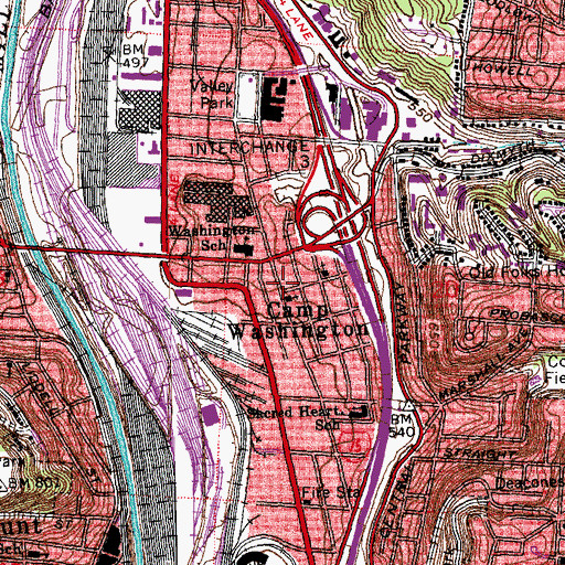 Topographic Map of Camp Washington, OH