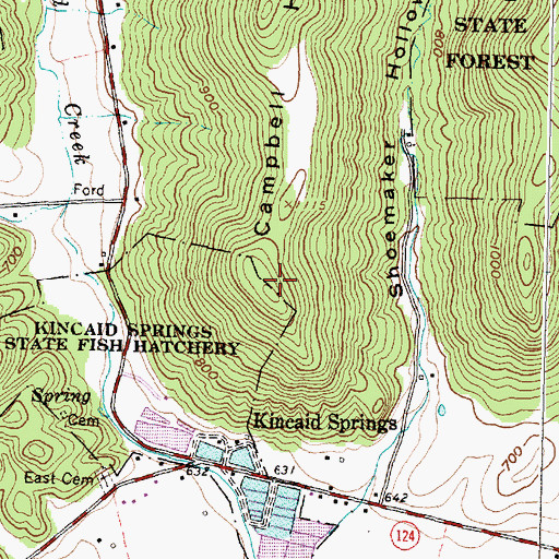Topographic Map of Campbell Hill, OH