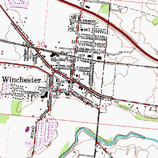 Topographic Map of Canal Winchester, OH