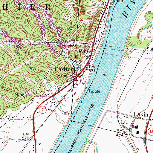 Topographic Map of Carlton, OH