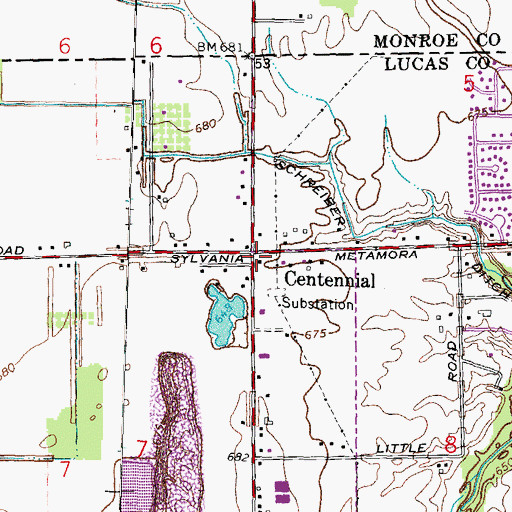 Topographic Map of Centennial, OH