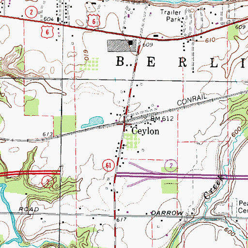 Topographic Map of Ceylon, OH