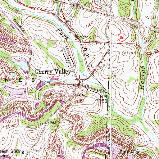 Topographic Map of Cherry Valley, OH