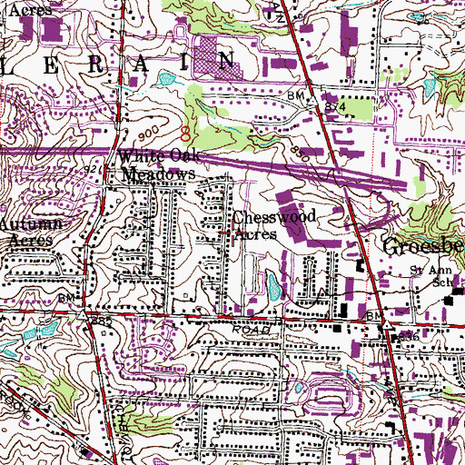 Topographic Map of Chesswood Acres, OH