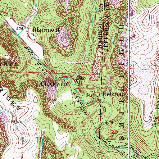Topographic Map of Chickwan, OH