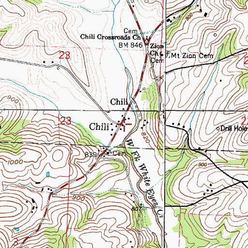 Topographic Map of Chili, OH