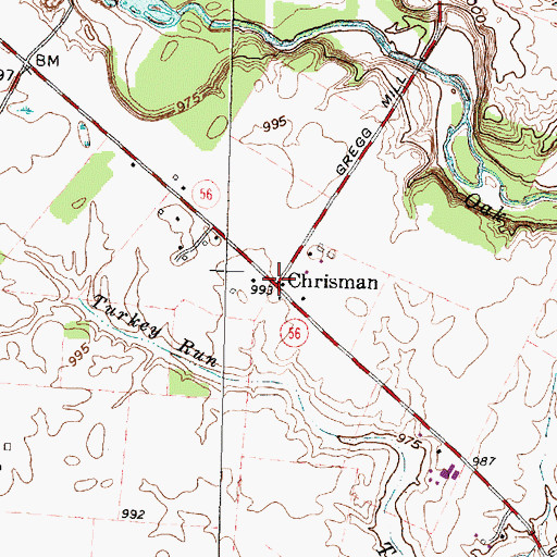 Topographic Map of Chrisman, OH