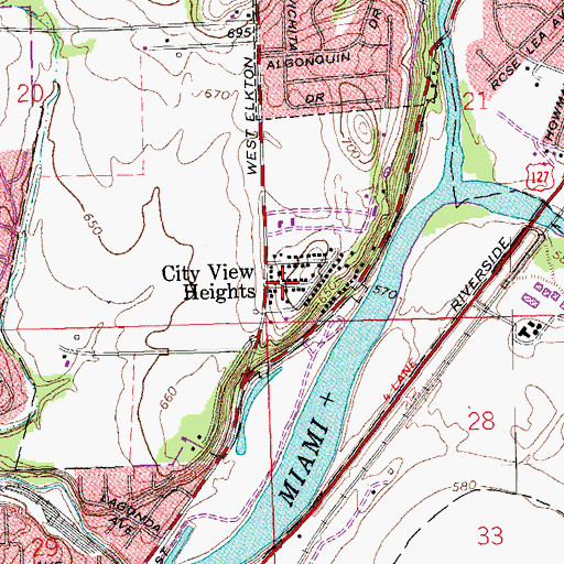 Topographic Map of City View Heights, OH