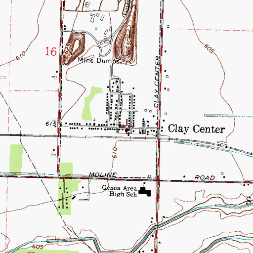 Topographic Map of Clay Center, OH